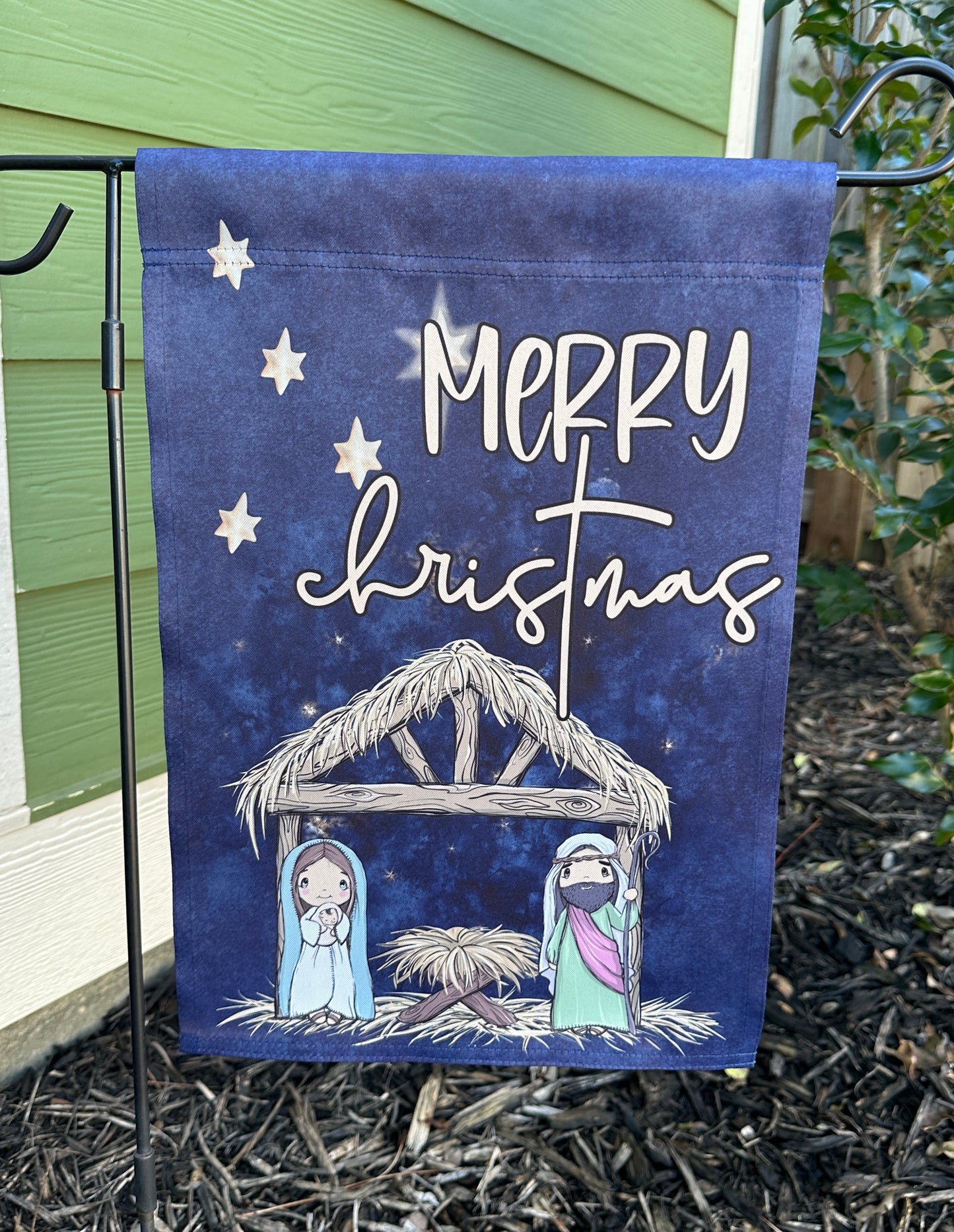 Merry Christmas Nativity Flag